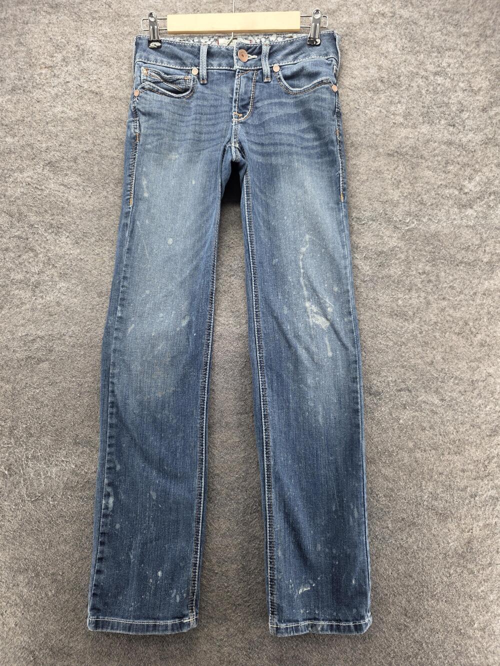 Ariat Jeans Womens 26R Blue Straight Low Rise Medium Wash Distressed 32 Inseam